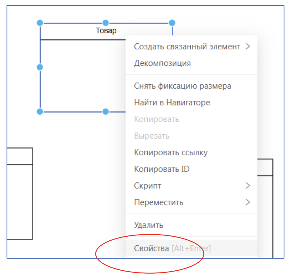 Рисунок 6. Переход в свойства класса в SILA Union